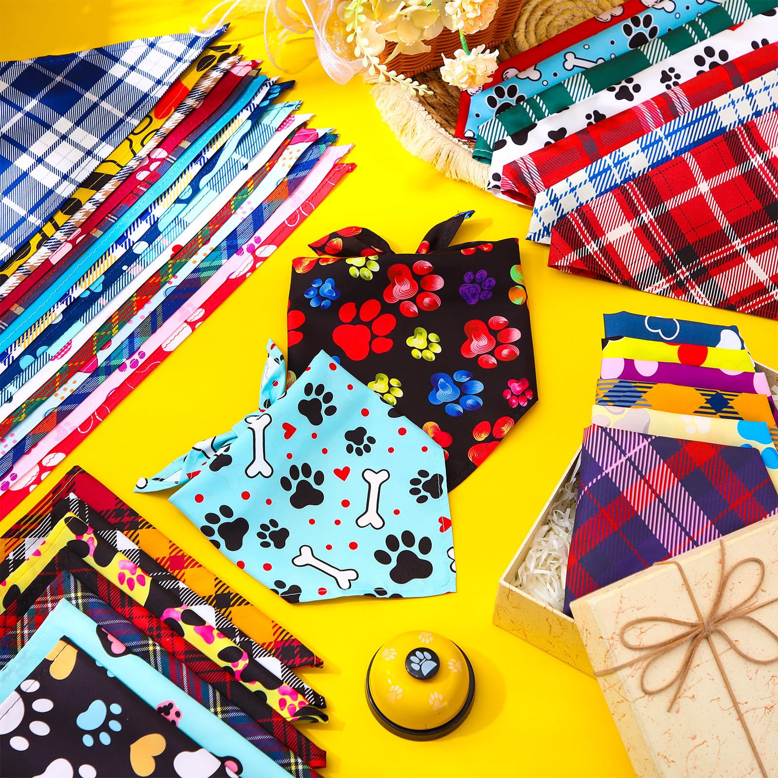 Niedliche Hundehalstücher für Hunde, Dreieckstuch für Welpen, Halstuch, Halstuch, Bandanas für große, mittelgroße und kleine Haustiere, Kostümzubehör, 120 Stück (rustikaler Stil)