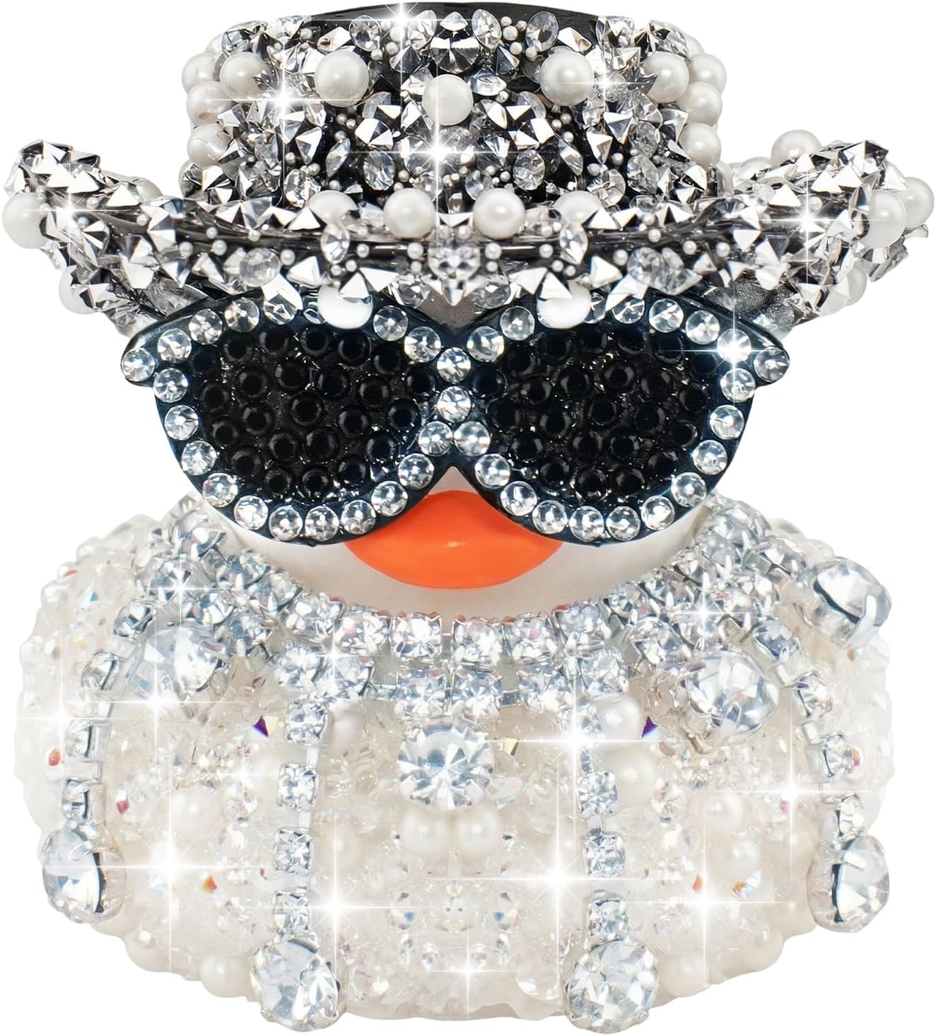 wonuu Diamond Rubber Duck Car Ornaments Dashboard Decorations for Cool Car Accessories Irregular Rhinestone Drop Fringe Choker, Pink