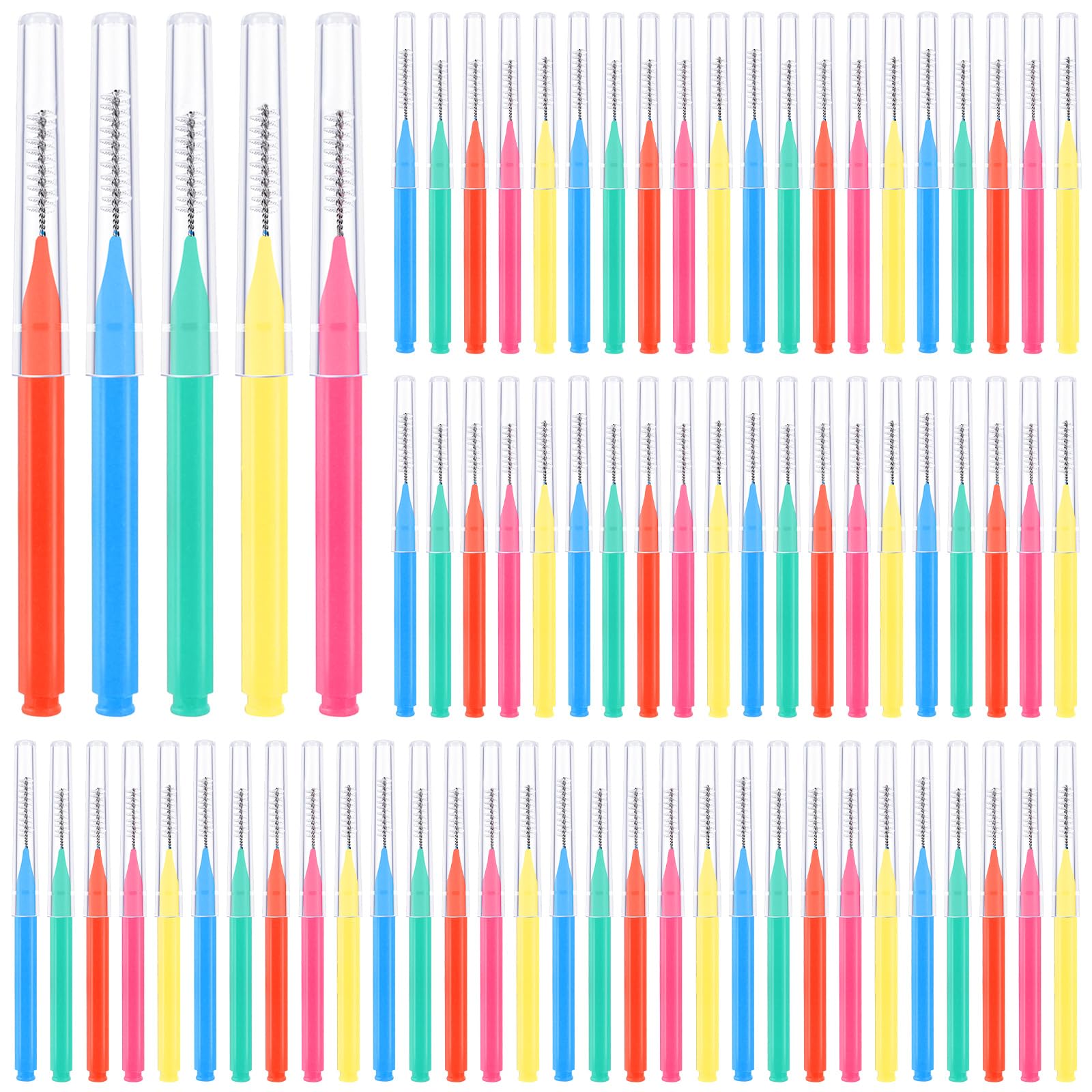 100 Pcs Interdental Brushes, 4 Sizes Braces Flossers for Cleaner
