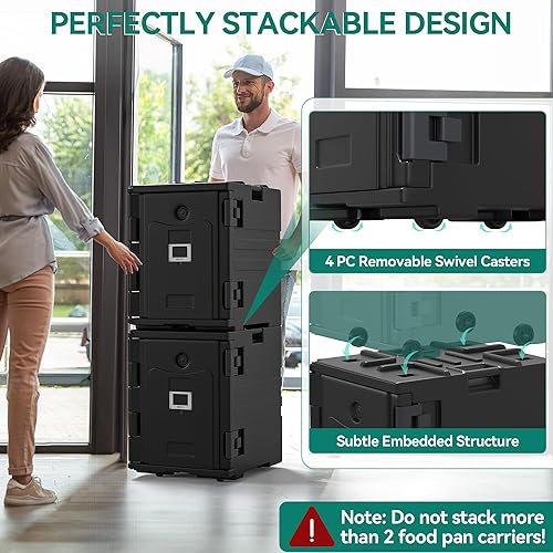 Miniatura 2 de YITAHOME Transportador de alimentos aislado, caja caliente LLDPE de 95 cuartos de galón para catering con sartén de acero inoxidable, calentador de