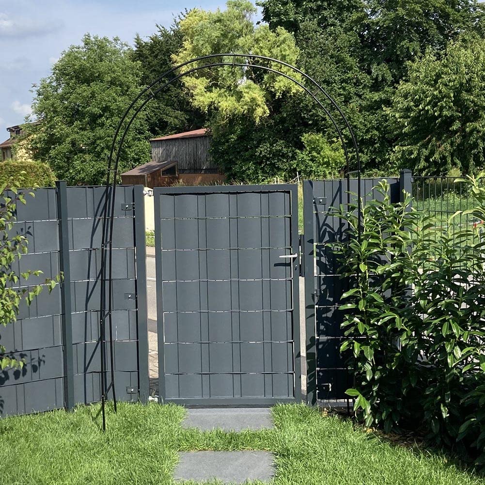 Treillis pergola noir robuste de 2,2 m de haut en métal