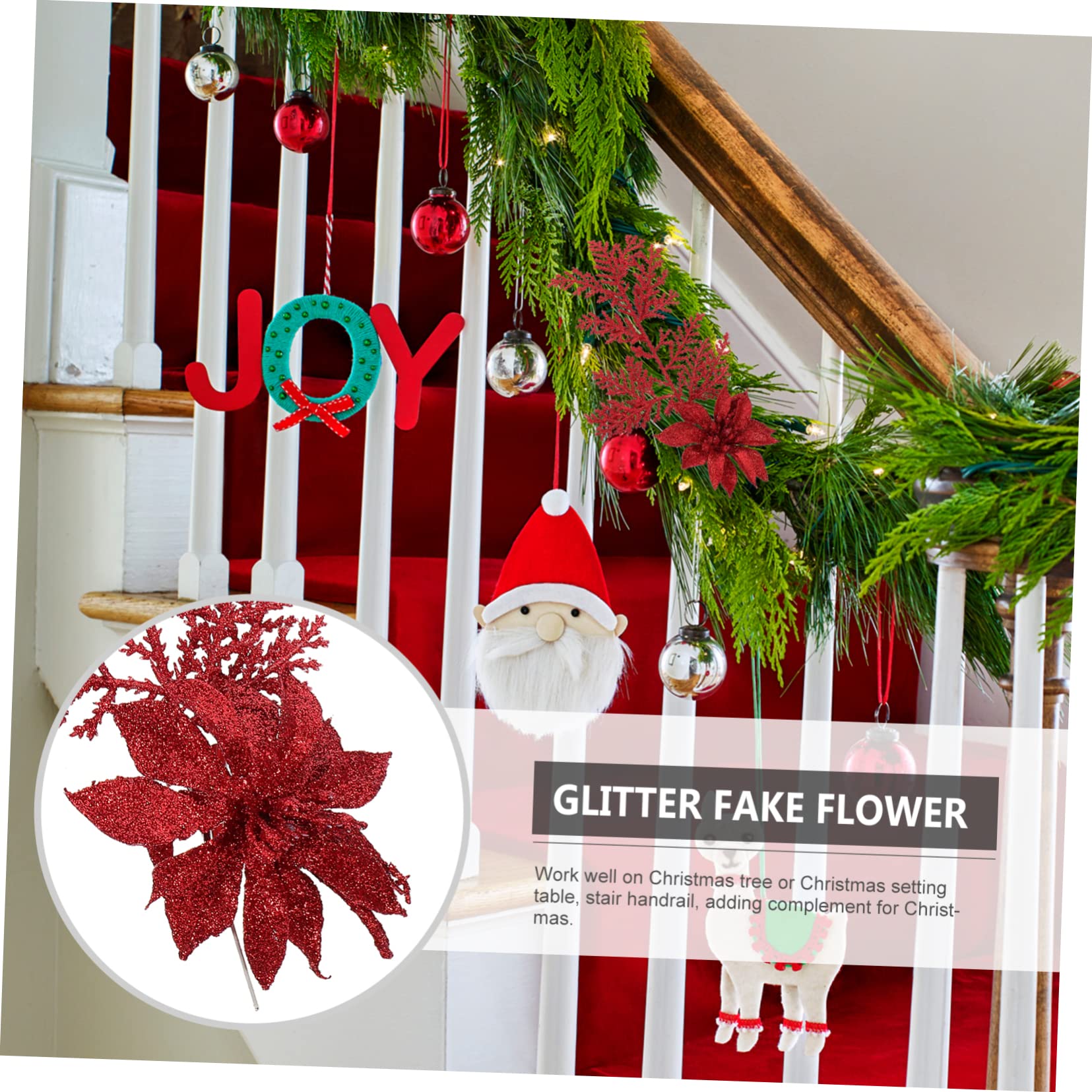 TOPBATHY Lot De 3 Branches De Pin Artificielles pour Sapin De Noël Décoration À Paillettes Imitation Pin avec Clip pour Décorations De Fête 6 Pièces X 3