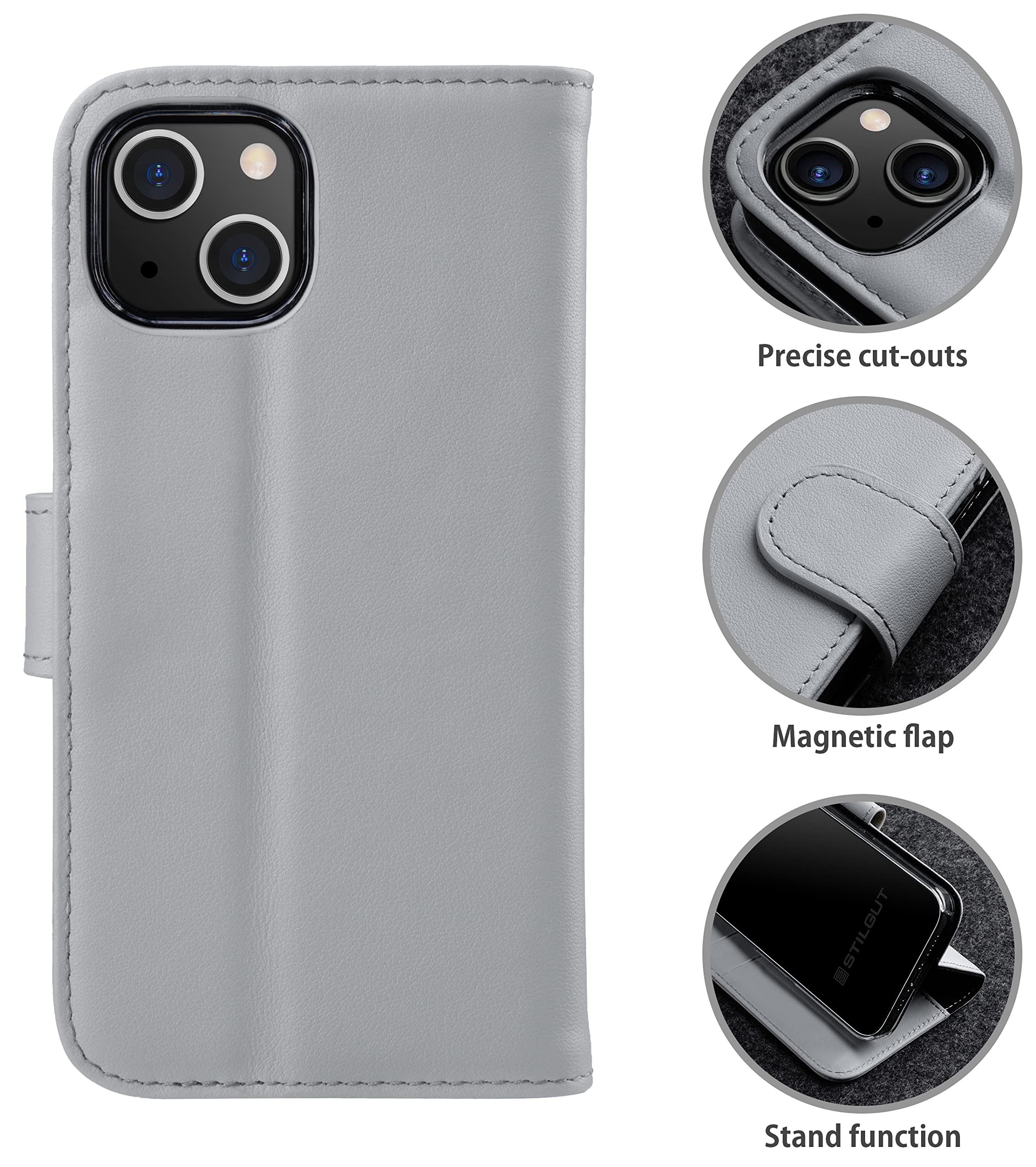STILGUT Talis Compatible with iPhone 13 mini (5.4 Inch) Leather Case with Card Slot, Flip Cover, Wallet Case - Image 2