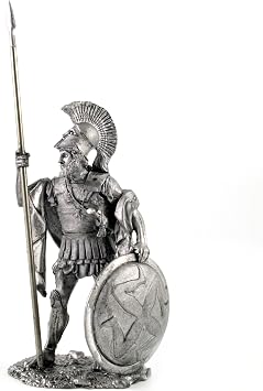 Greek Hoplite 460 BC metal sculpture. Collection 54mm scale 1/32 miniature figurine. Tin toy soldiers