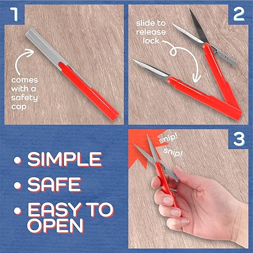 Miniatura 3 de JubileeYarn - Tijeras de viaje portátiles, estilo pluma, color turquesa, 1 par