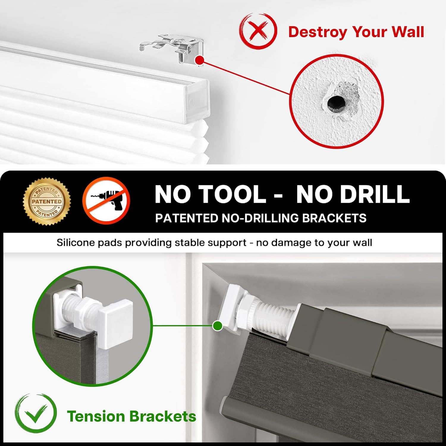 LazBlinds Cordless Cellular Shades, No Tools No Drill Blackout Honeycomb Shades Pleated Blinds for Windows, 27'' W x 48'' H, Midnight Black Blackout-midnight Black 27'' W x 48'' H