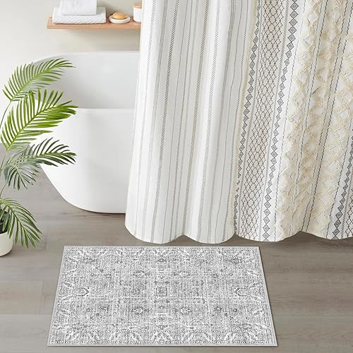 Miniatura 5 de Worxvell Alfombras de 2 x 3 para entrada, alfombra pequeña lavable antideslizante para puerta de interior para cocina, baño, parte trasera oriental,