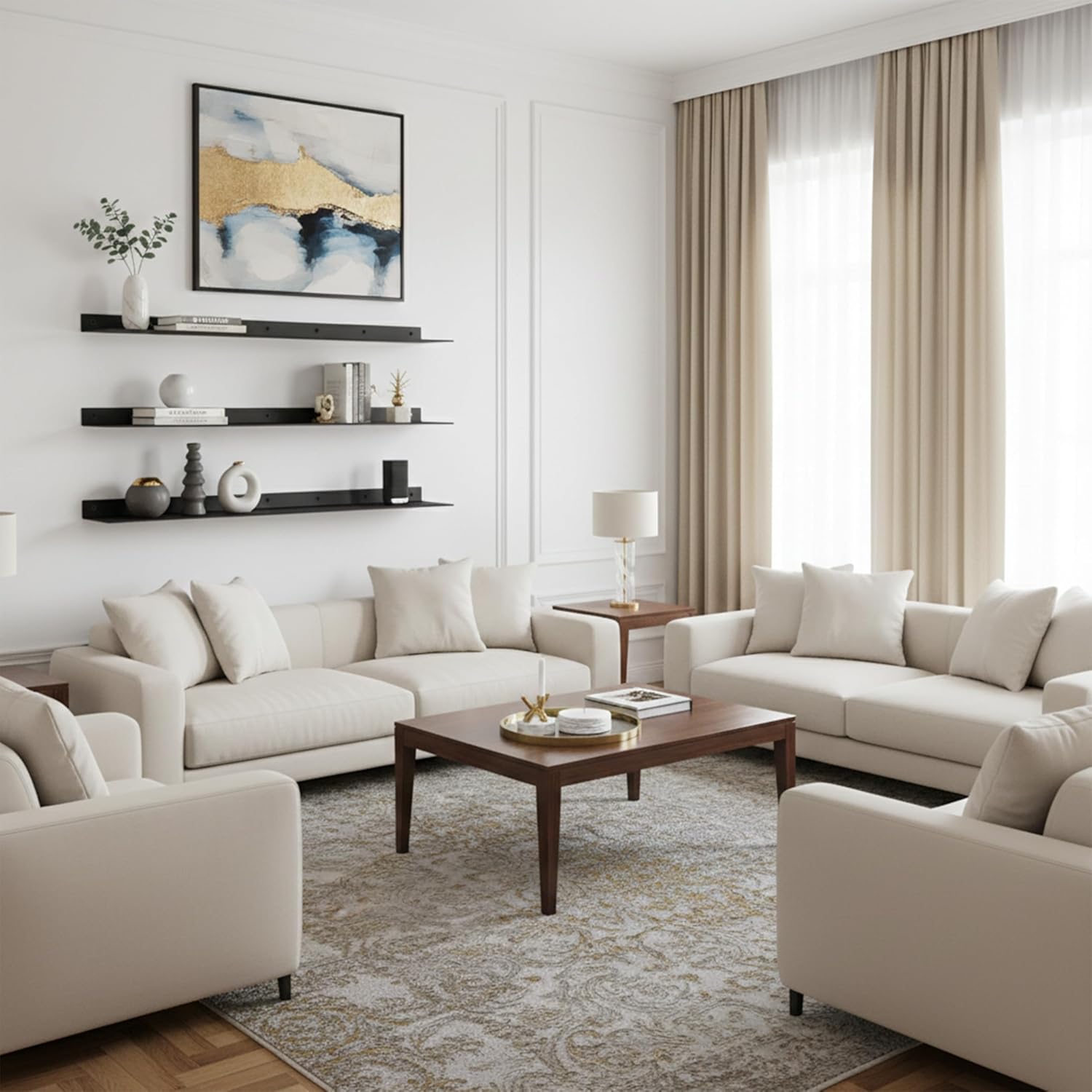 SIMOND STORE Floating Shelf for Under TV - Floating TV Stand Wall Mounted- Wall Mount Floating Shelf TV Console for DVD Players, TV Accessories, Games Consoles, Black Shelf (48" X 8" X 2.5", Black)