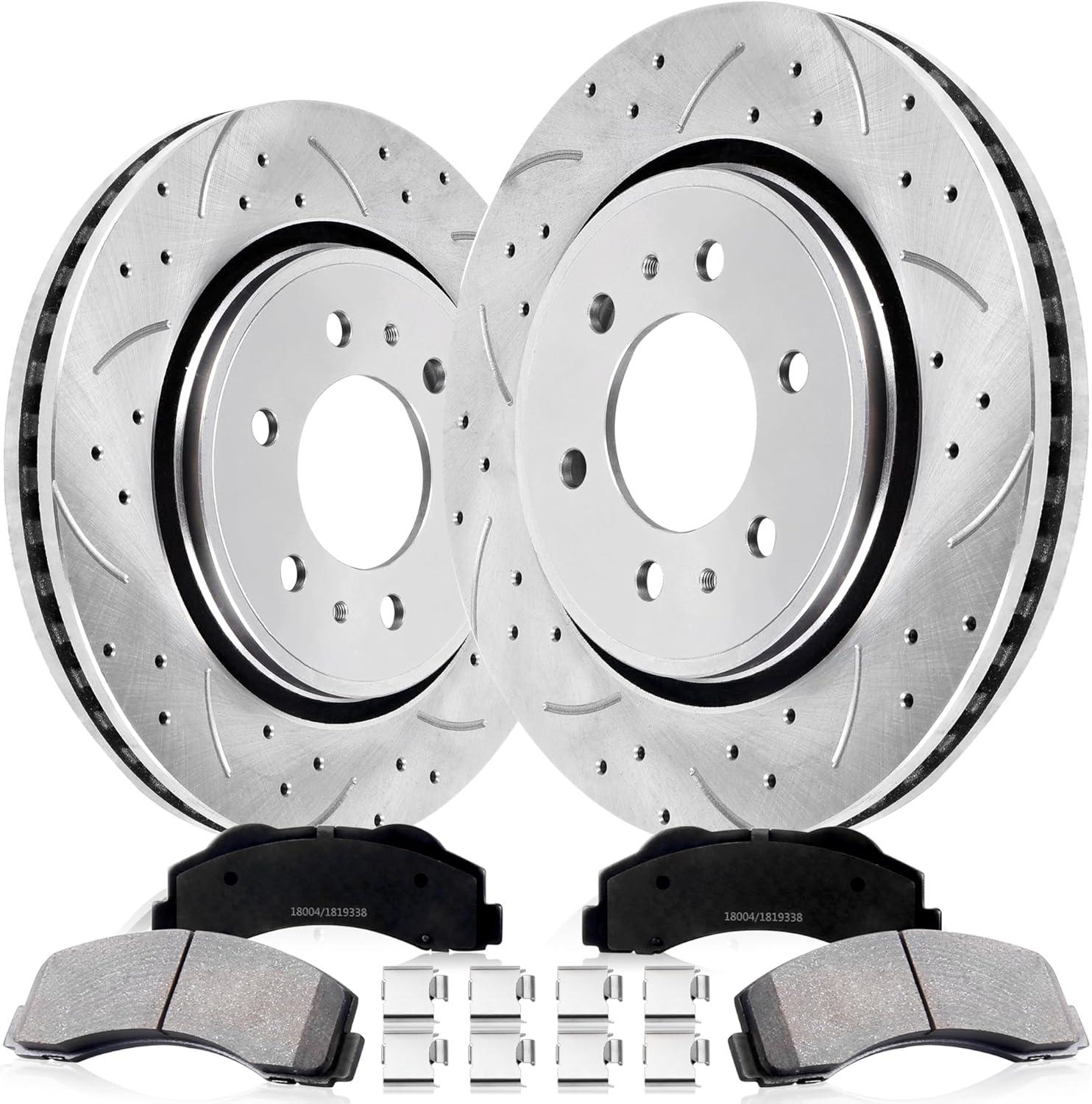 Front Drilled and Slotted Brake Pads and Rotors Kit Ceramic Automotive Replacement Brake Kits Vented 13.78 Inch Compatible for Ford F150 2010-2020 Expedition Navigator 2007-2021 (14 Pcs)