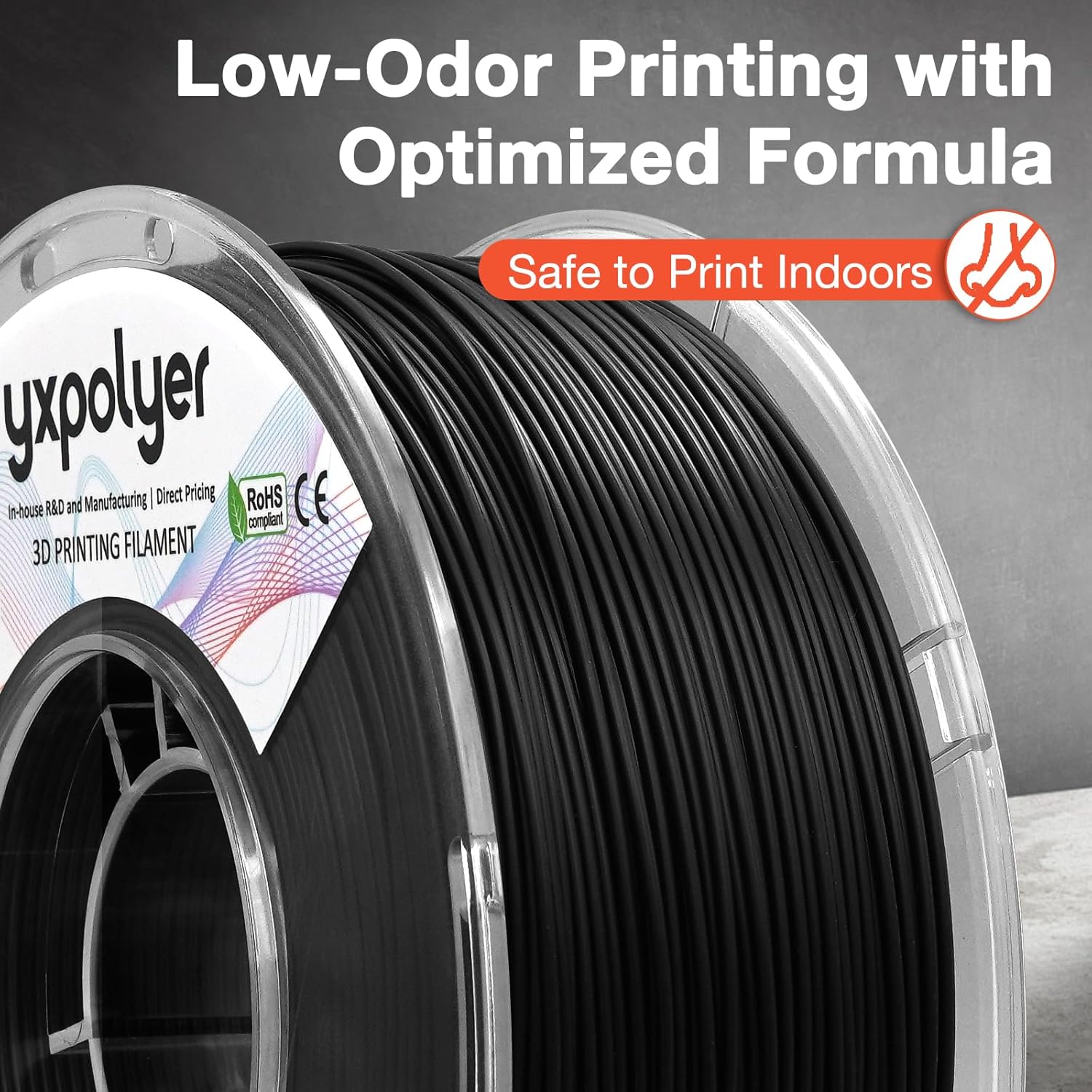 yxpolyer ABS Filament Flame Retardant UL94 V0 Fireproof FR-ABS 1kg 1.75mm Modified Fire Resistant 3D Printing Filament AMS-Compatible Engineering Grade