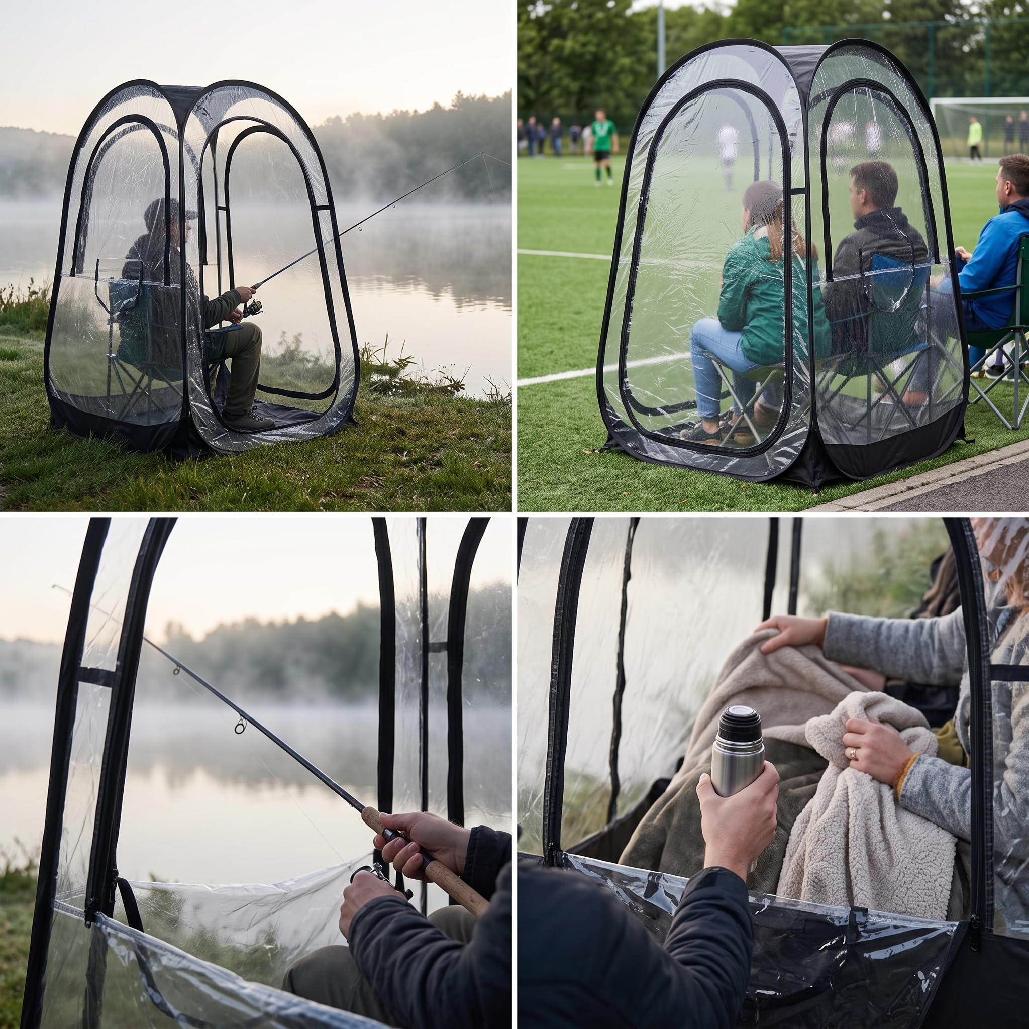 Homyl -up portatile trasparente per pesca e riparo sportivo 1-2 persone