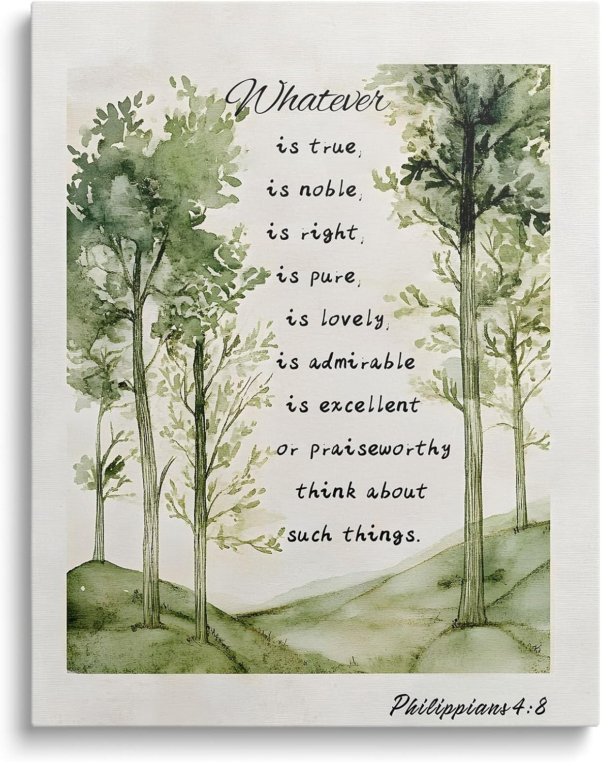 Bible Verse Canvas Watercolor Framed Wall Art, Whatever is True Philippians 4 : 8 Poster Print Picture Positive Oil Painting, Christian Modern Artwork Inspirational Decor for Home Office (24x30inch)