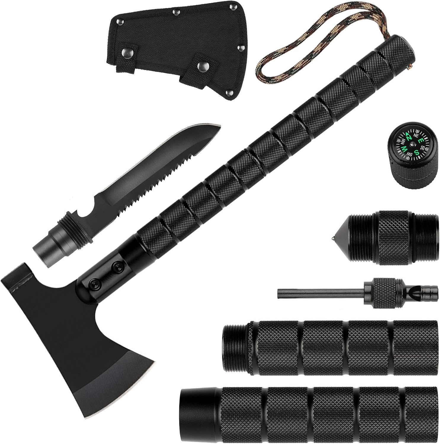 Portable Survival Axe, Folding Camping Axe Multitool Hatchet with