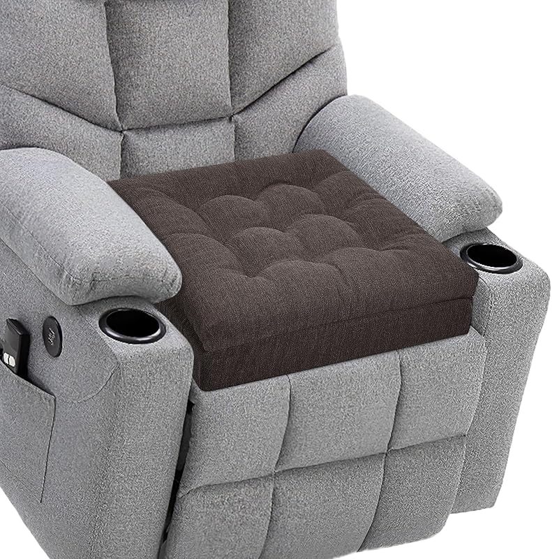 Recliner Cushions for Elderly, 20x20x5 Inch Thick Chair Cushion Patent Design Soft Tufted Dual Layer Booster Seat Cushions for Seniors Recliner Risers Taupe 1P