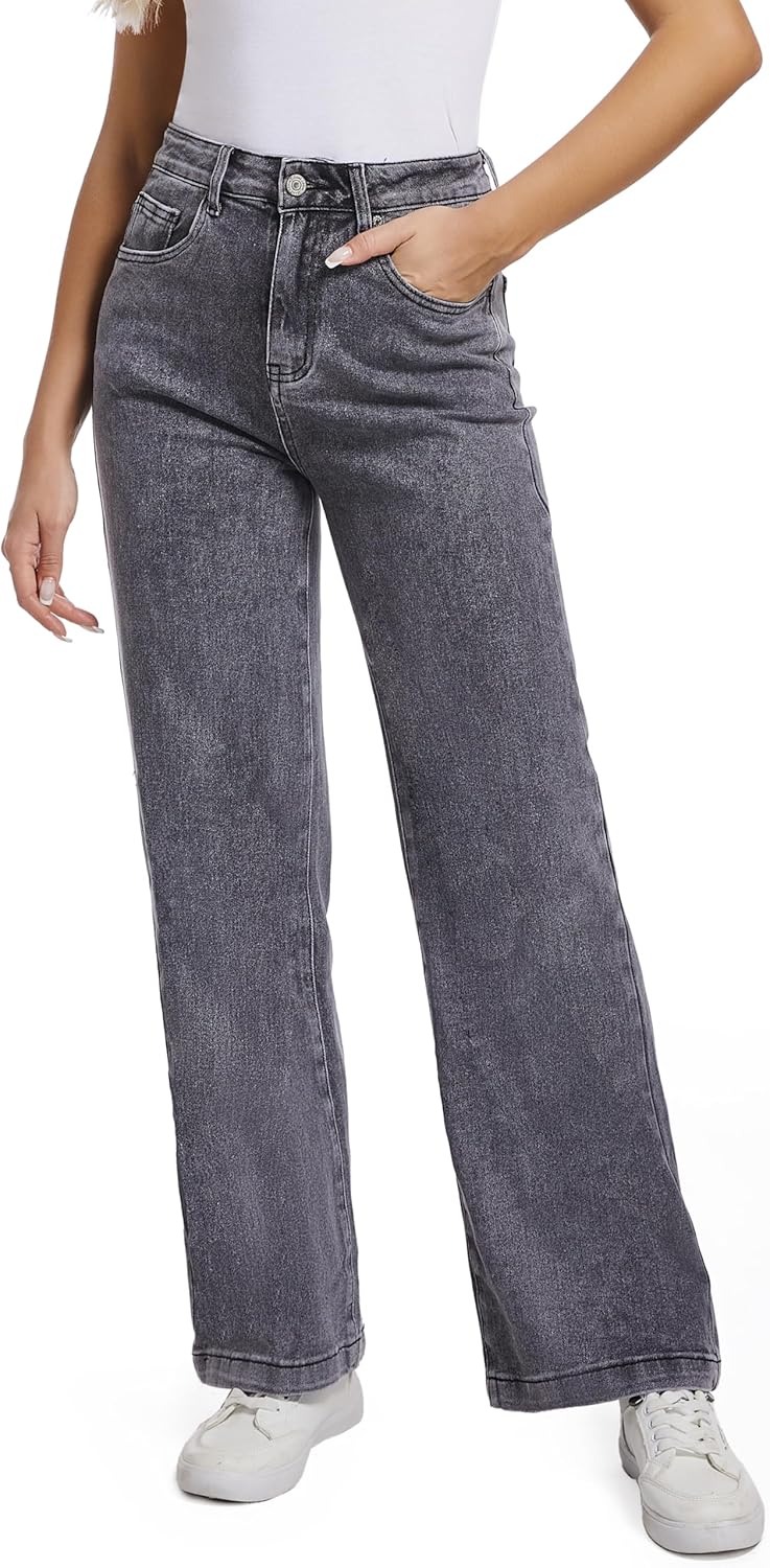 ETTELO Women Jeans High Waist Trendy Tummy Casual Control Jeans Y2k Boyfriends Straight Jeans for Women