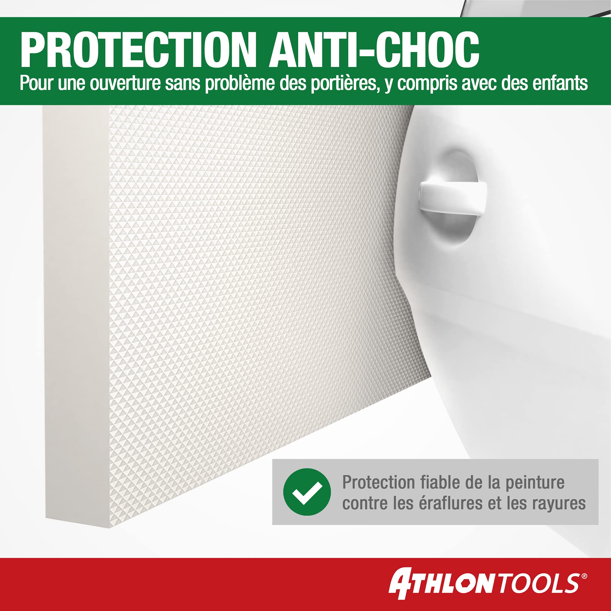 ATHLON TOOLS MaxProtect Lot de 4 protections murales autocollantes de qualité supérieure pour garage - 40 x 20 x 2 cm chacune - Protection contre les chocs - Protection des bords de porte (gris ATHLON TOOLS MaxProtect Lot de 4 protections murales autocollantes de qualité supérieure pour garage - 40 x 20 x 2 cm chacune - Protection contre les chocs - Protection des bords de porte (gris