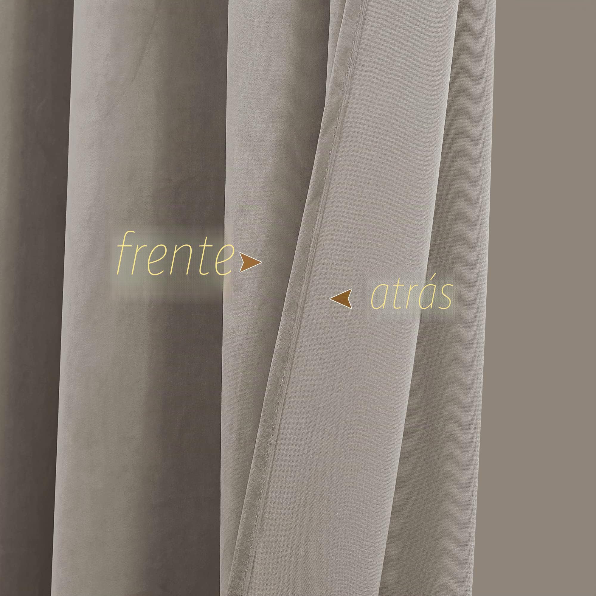 PONY DANCE Cortinas 3 Metros para Dormtiorio con Fruncidas, Cortinas Salon Opacas Termicas de Terciopelo(300 g/m2) para Rieles 1 Pieza para Ventanas Grandes,300x240cm,Taupe