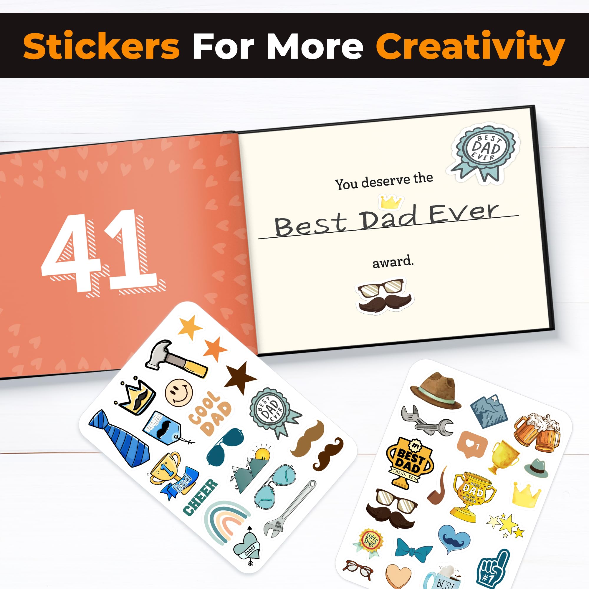 KYRAKO Fathers Day Gift for Dad from Daughter, Son, Kids - What I Love about Dad Book, Fill-in-the-Blank Book for Dad: Fun Prompt Notebook to Share Memories, Thoughtful Birthday Present & Keepsake