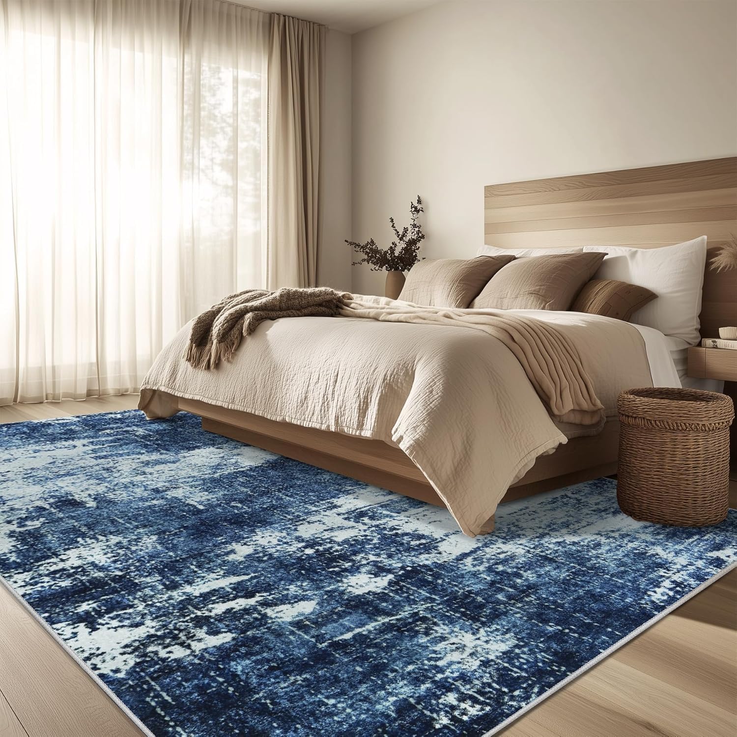 Tappeto Salotto Grandi 200 x 250 cm Tappeti Antiscivolo Morbido Pelo Corto Tappeti per camera da letto soggiorno casa ufficio Modern Abstract Blue White Beige Brown Gray