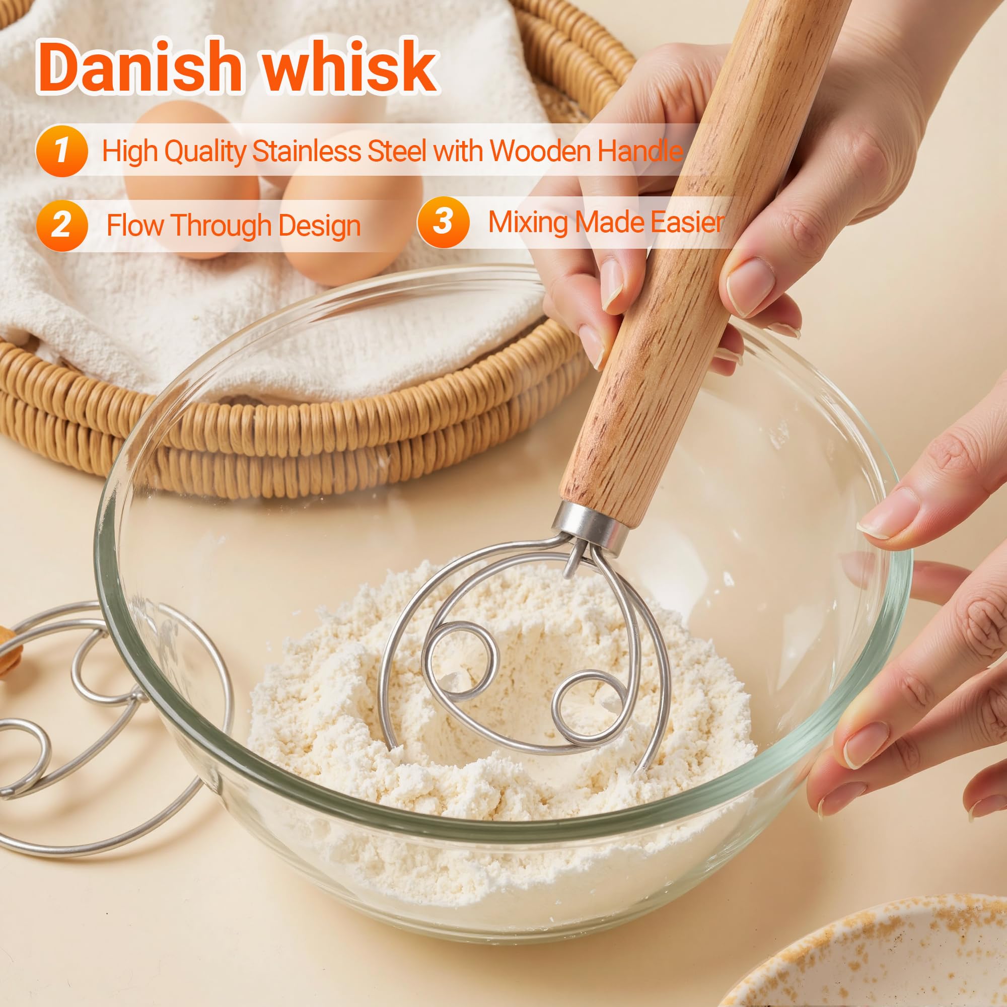 Banneton Runde ovale Brotkörbe mit Einlagen und Abdeckungen, Brot, Käsepaste, Pinsel, Schüsselschaber und Edelstahlschaber zum Backen