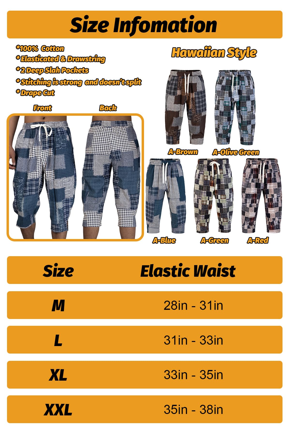 3/4 Pantaloncini Uomo Shorts Uomo Pantaloni Lino Cotone Estivi Corti per Lo Yoga da Spiaggia