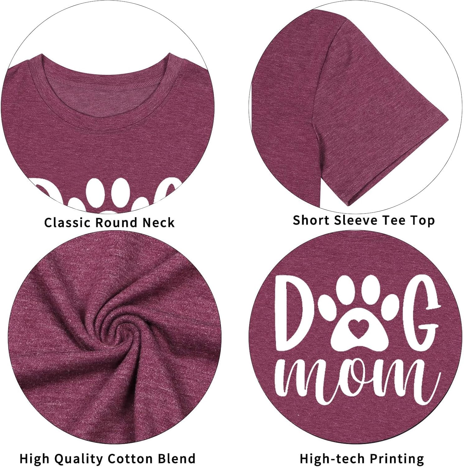Dog Mom Tshirts Women Dog Paw Printed Mom Shirt Casual Short Sleeve Tee Tops - Image 5
