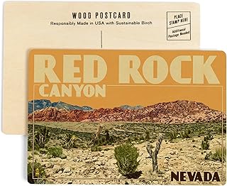 Las Vegas, Nevada, Red Rock Canyon (4x6 Birch Wood Postcards, 2-Pack Stationary, Rustic Home Wall Decor)
