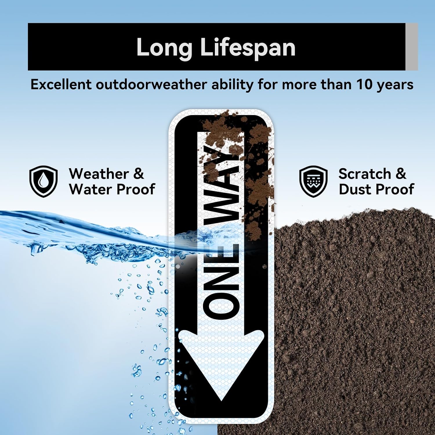 One Way Left Arrow Traffic Sign - 18"x6" Engineer Grade Prismatic Reflective Aluminum - Weatherproof, UV Protected, Easy Installation for Driveway, Lot, or Indoor Use (1 Pack-One Way Sign with Left Arrow -White and black)