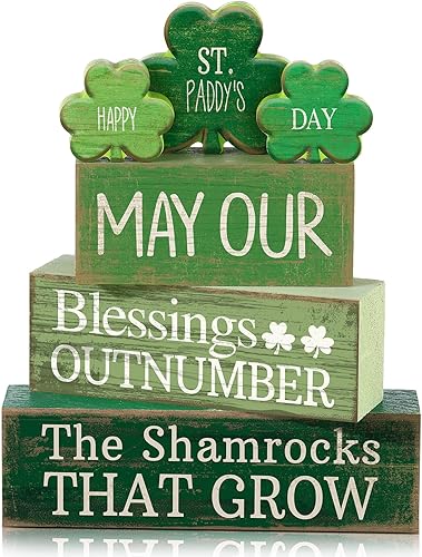 Miniatura 14 de 4 piezas de decoración de mesa de Navidad de madera de Papá Noel, decoración de bandeja escalonada de Navidad, letrero decorativo de bloques de Papá