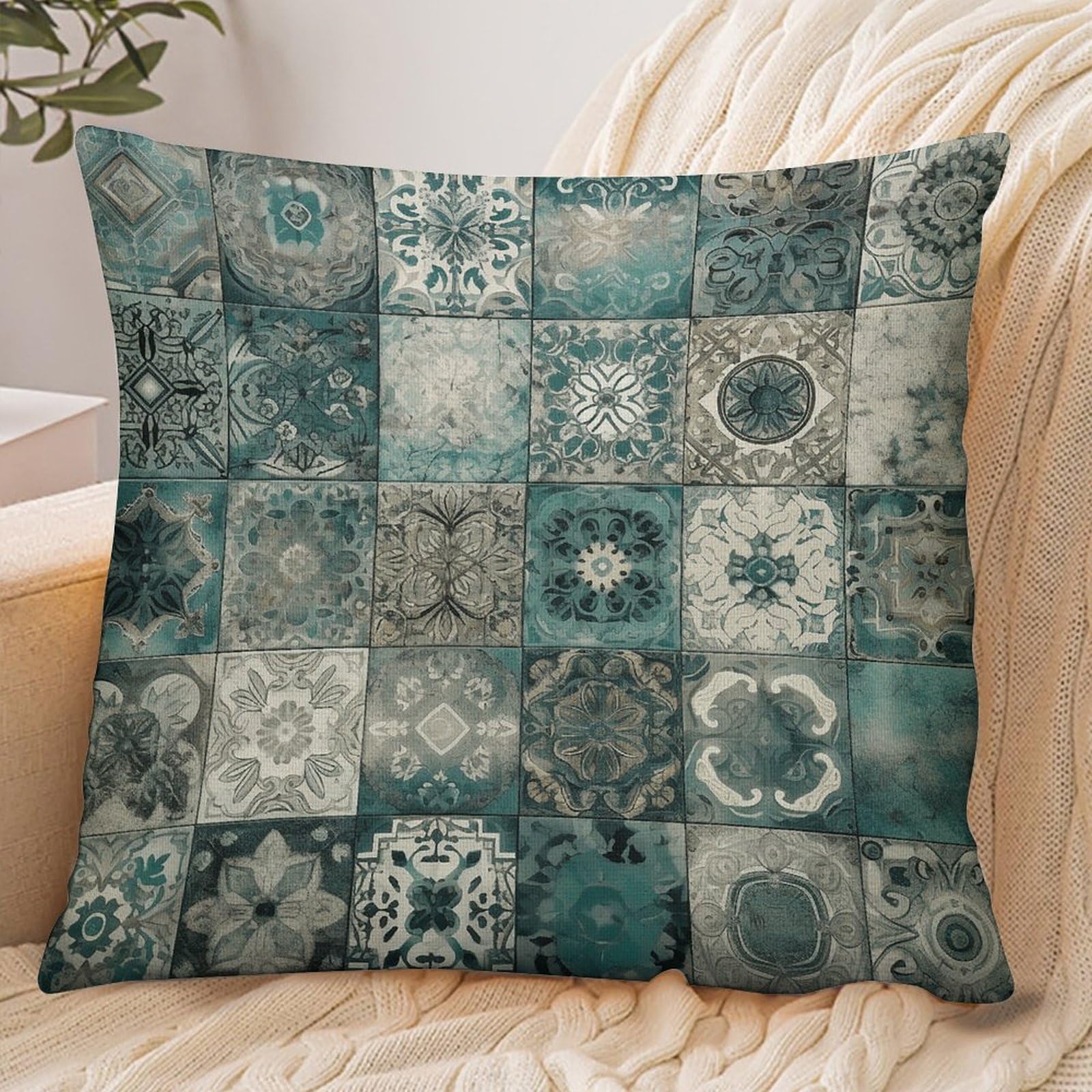 Fekiloot Style Green And Dark Beige Pillowcase Pillow Sham Pillow Case