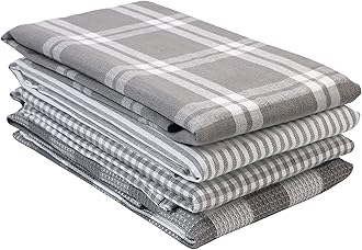 LANE LINEN Cotton Kitchen Towels Set, 4-Pack – Absorbent, Quick-Drying Dish Towels, Tea Towels, 18" x 28" - Slate Grey