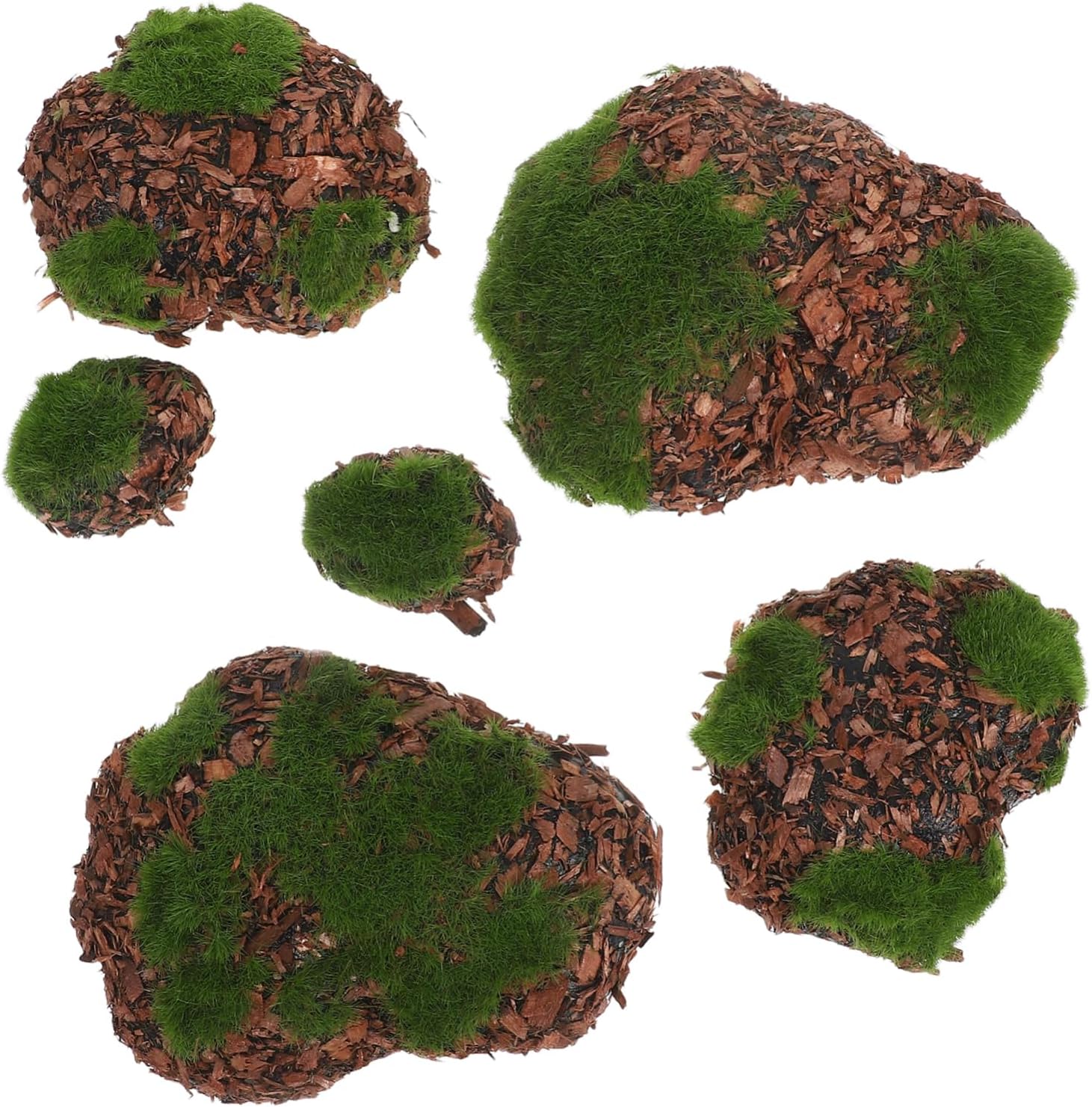 6pcs Lifelike Artificial Moss Stones for Floral Arrangements Lightweight Faux Rocks for Gardens Crafting and Decor Realistic Mossy Appearance