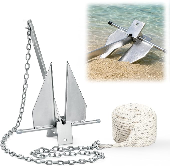 Heavy Duty Boat Anchor Kit with a 3.5/5/8/10/13 lb Danforth Anchor