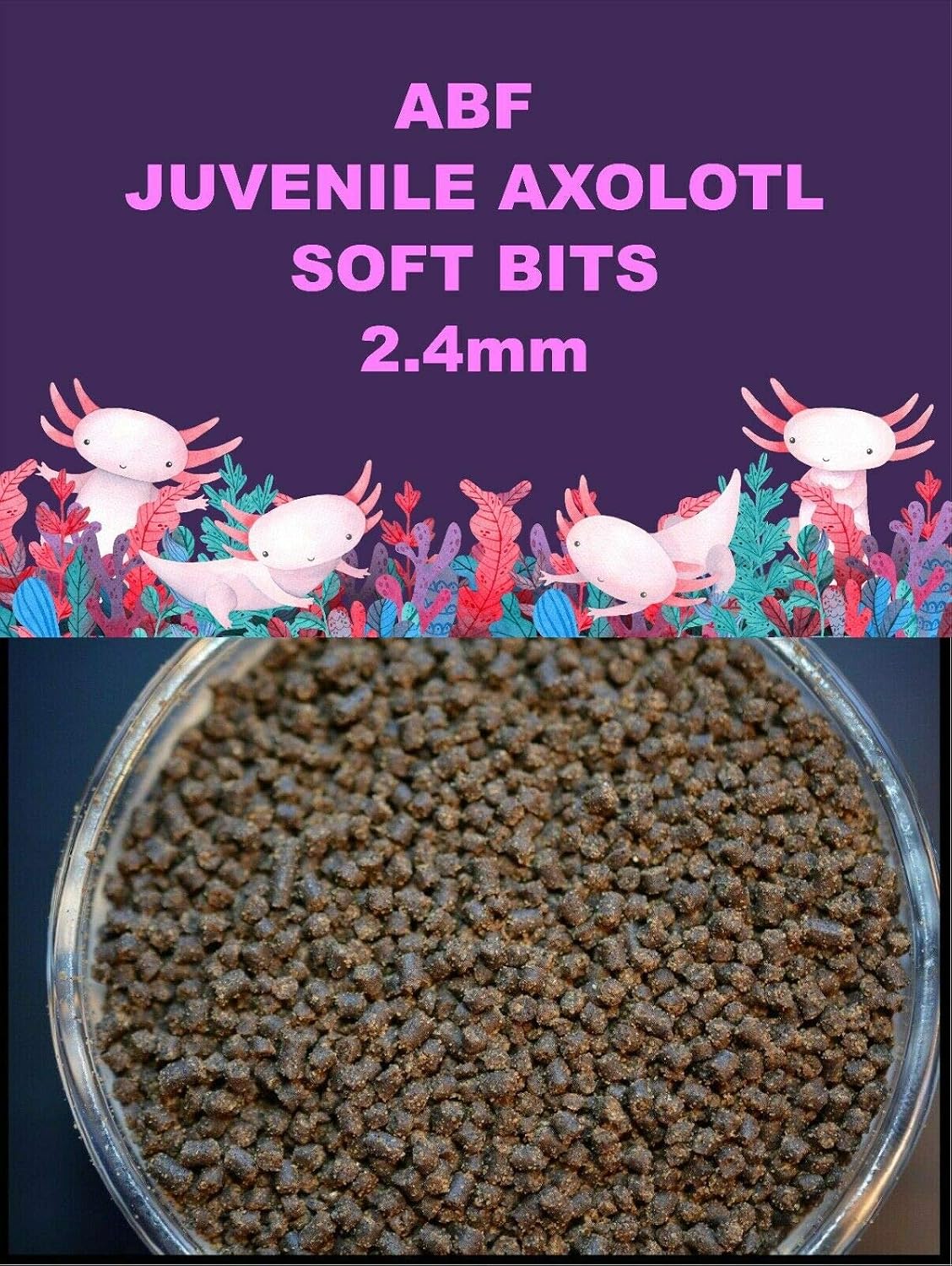 AQUATICBLENDEDFOODS ABF Juvenile Axolotl Soft Food PELLETS 2.4mm,Salamander,Frog,Newts,ABF282 (1oz - Sample) - Heat Sealed for Freshness…