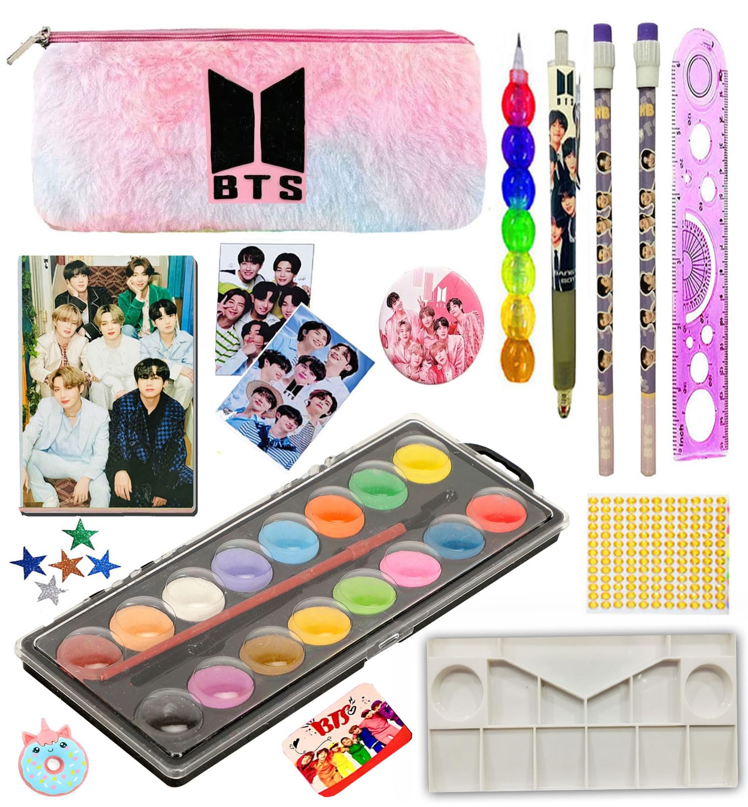 KOBBET Polyester Bts Stationery Set For Kids,School Supply Set For Kids,Bts Theme Birthday Gift Party Favor Gift For Kids,Bts Pencil Pouch With All Stationery For Kids Bts(Style 1)-Multicolor (B0CG1Z5NCT) Amazon Price History, Amazon Price Tracker