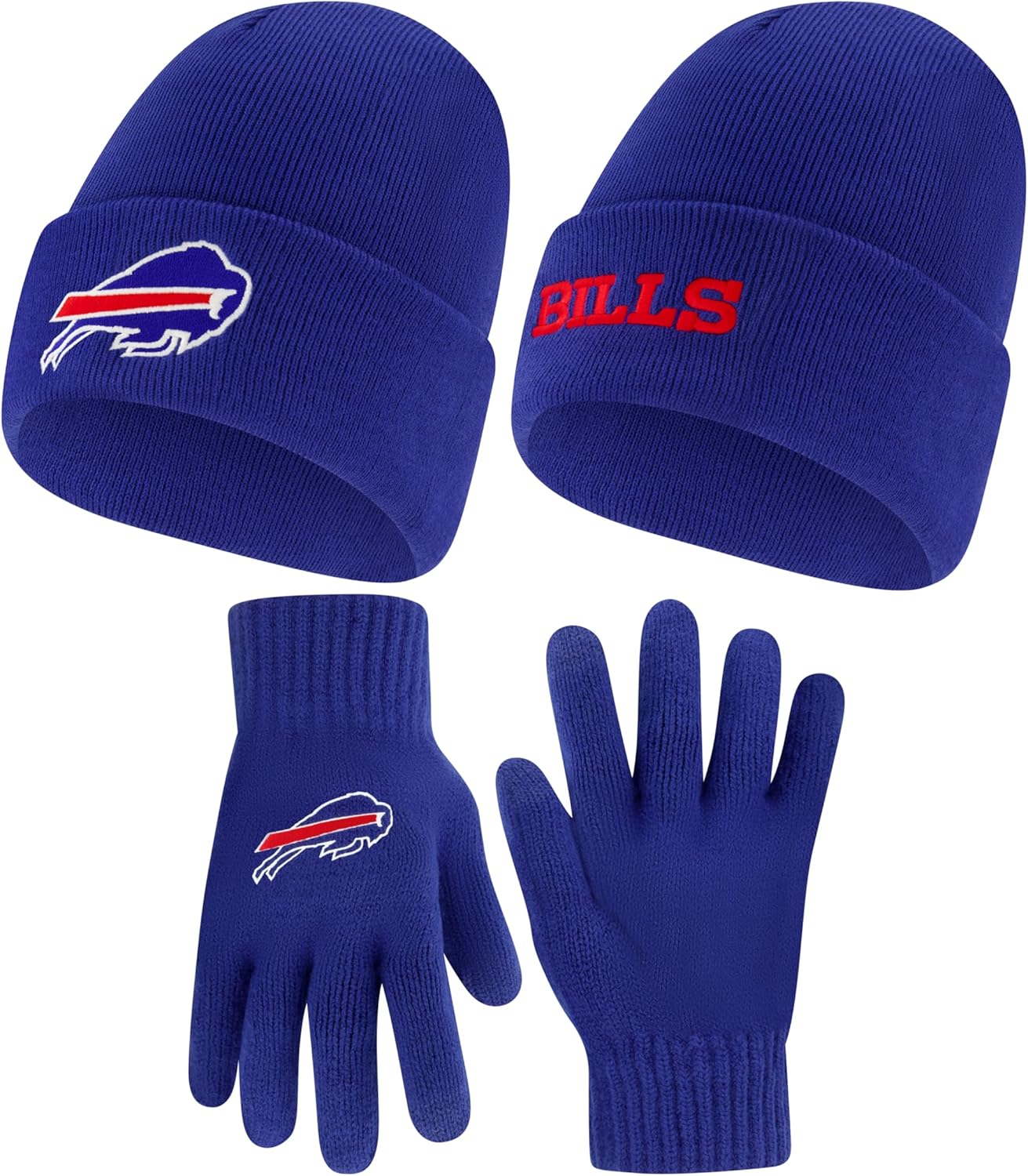 Ultra Game Adults NFL Official 2 Pack Super Soft Winter Beanie Knit Hats with Warm Touch Screen Gloves