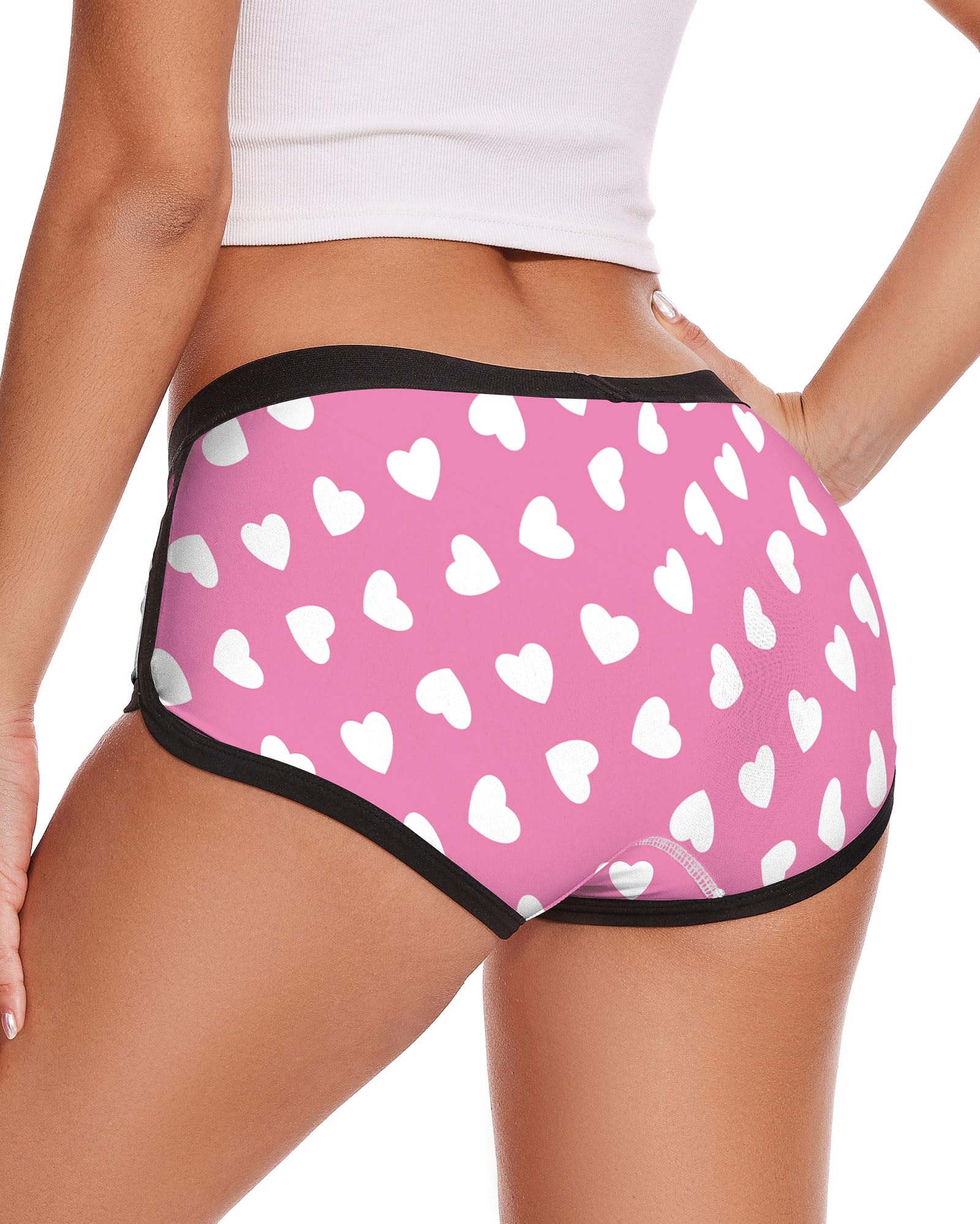 Aueyan Womens Boyshorts Panties Stretchy Boxer Briefs Novelty Lounge Sleep Shorts: Large Pink Heart