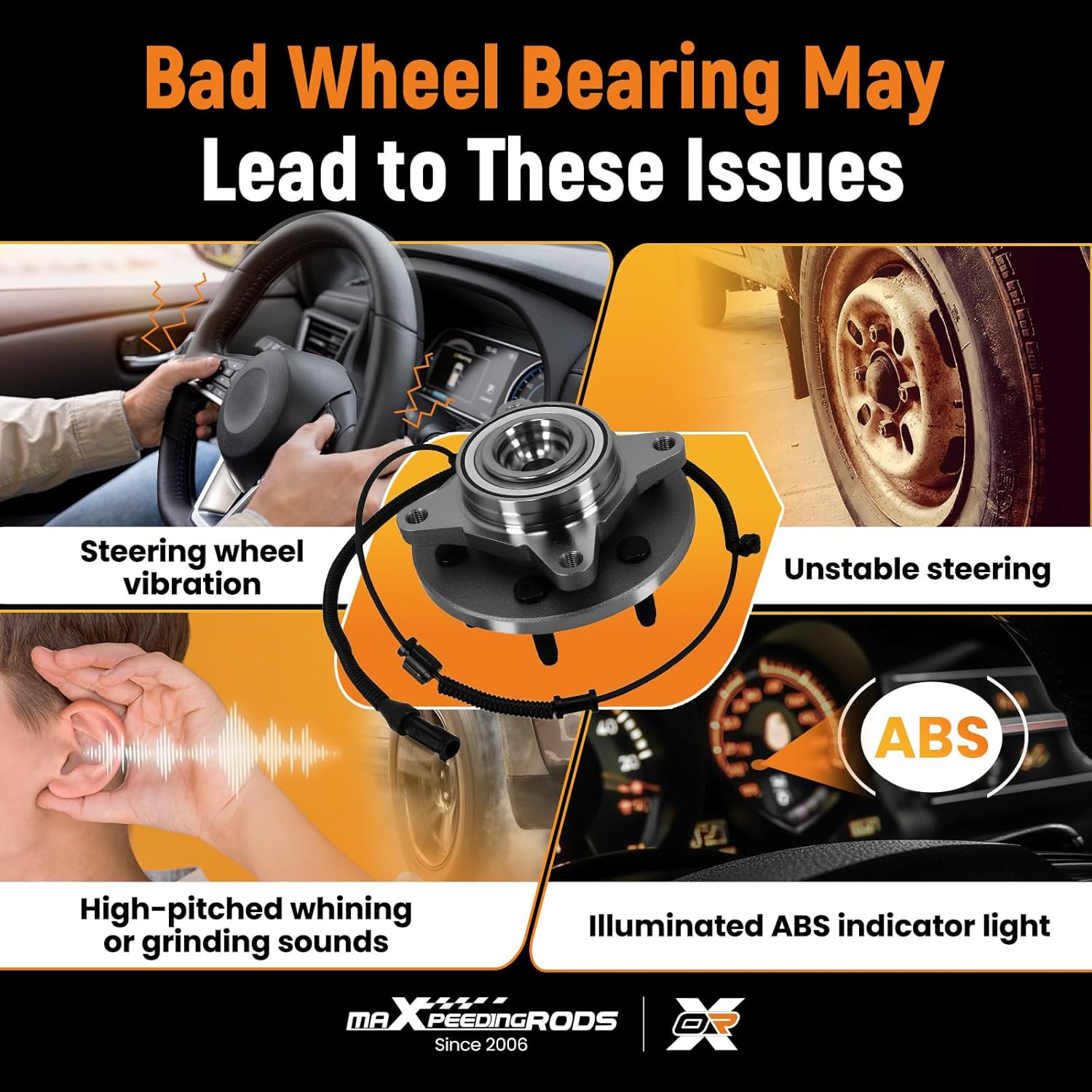 maXpeedingrods 515094 Front Wheel Bearing & Hub Assembly for Ford Expedition, for Lincoln Navigator 2007-2010 2WD ONLY 6-Lug