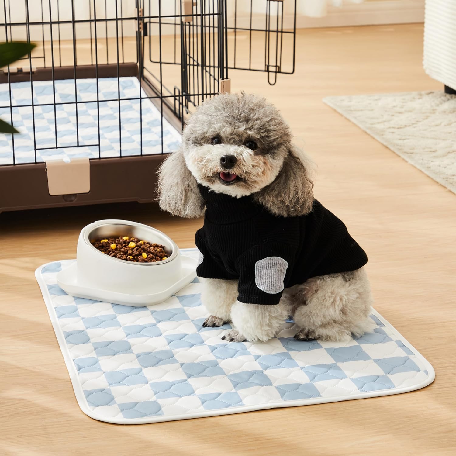 Ralxion 2 Pack Blue Checkered Washable Pee Pads for Dogs, Checkered Reusable Dog Pee Pads, for Puppy Playpen, Crate, Whelping Box, Potty Training, Cute Aesthetic Absorbency, Leak-Proof Non-Slip