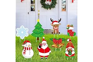 8-Piece Plastic Snowman, Deer, and Santa Claus Stakes for Christmas Outdoor Yard Decorations
