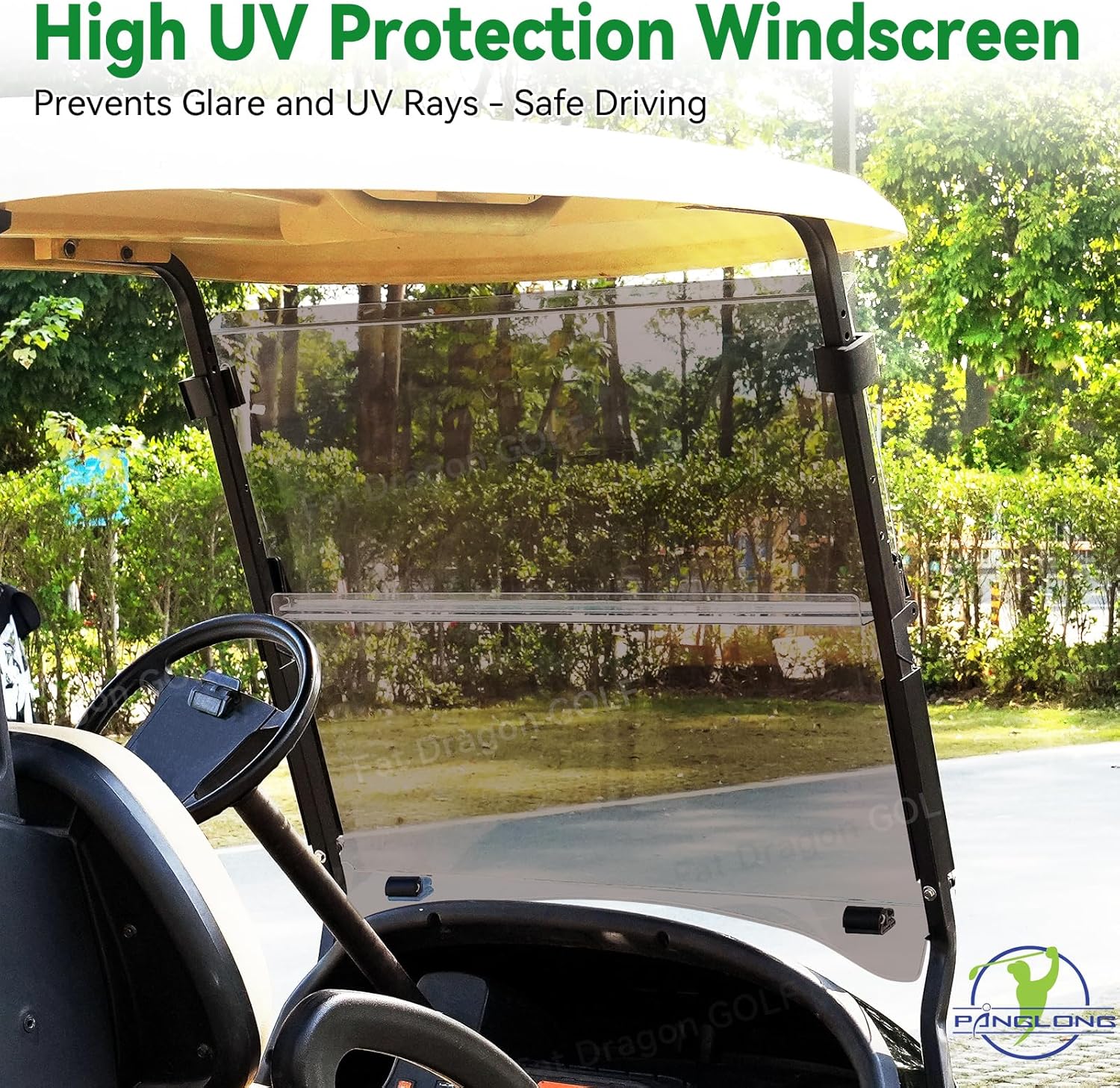 Panglong Club Car Precedent Windshield, Foldable Precedent Golf Cart Windshield Clear & Tinted, with all Windshield Clips, Fit 2004-Up Club Car Precedent, Tempo, Onward, 37.59"W X 33.97"H
