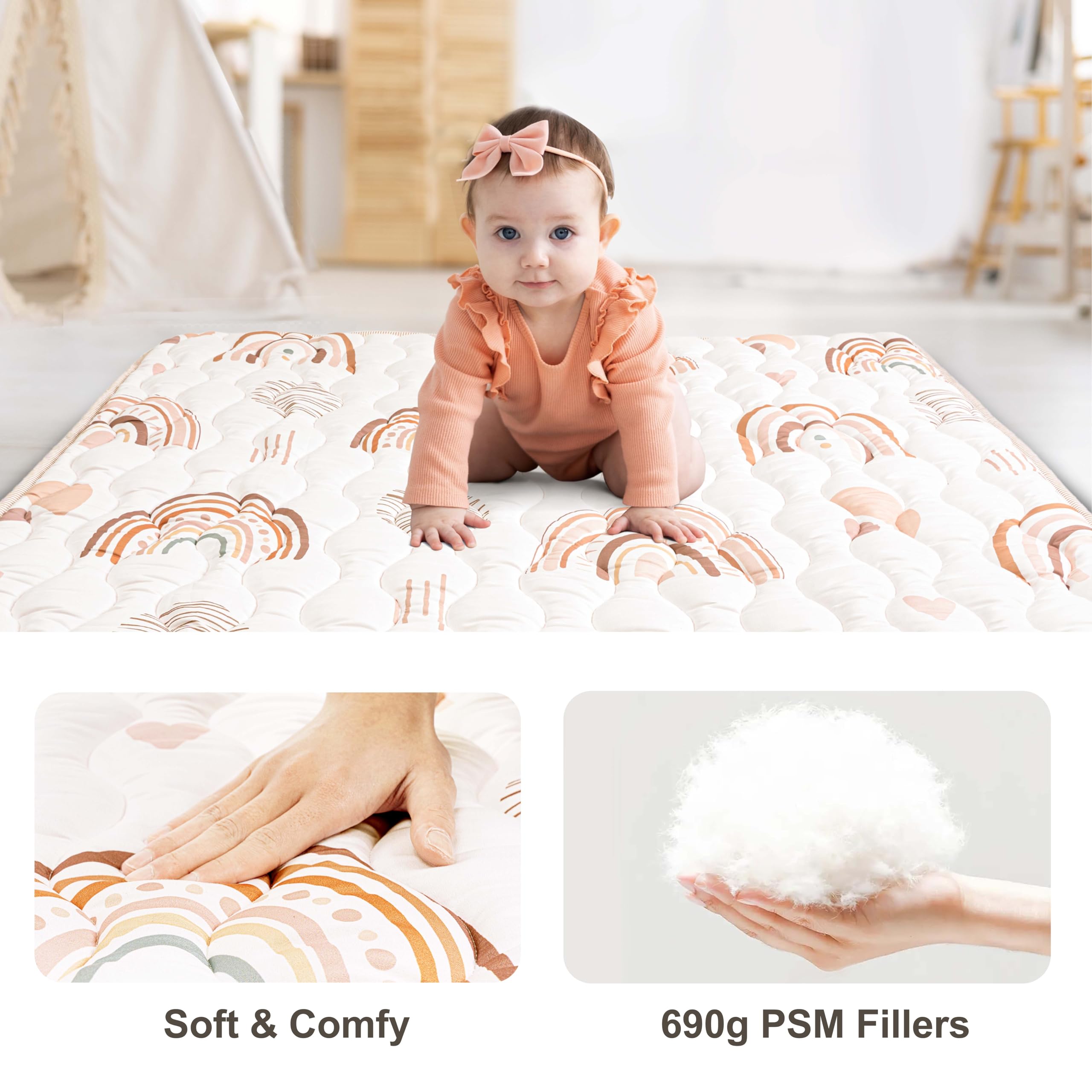 Primluna Baby Play Mat 127x127 cm, Ultra Soft Playmat with Non-Slip Backing, Machine Washable - Image 3