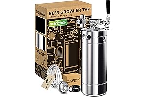 NutriChef Portable Pressurized Growler Tap System, 128oz Stainless Steel Mini Keg Dispenser Kit