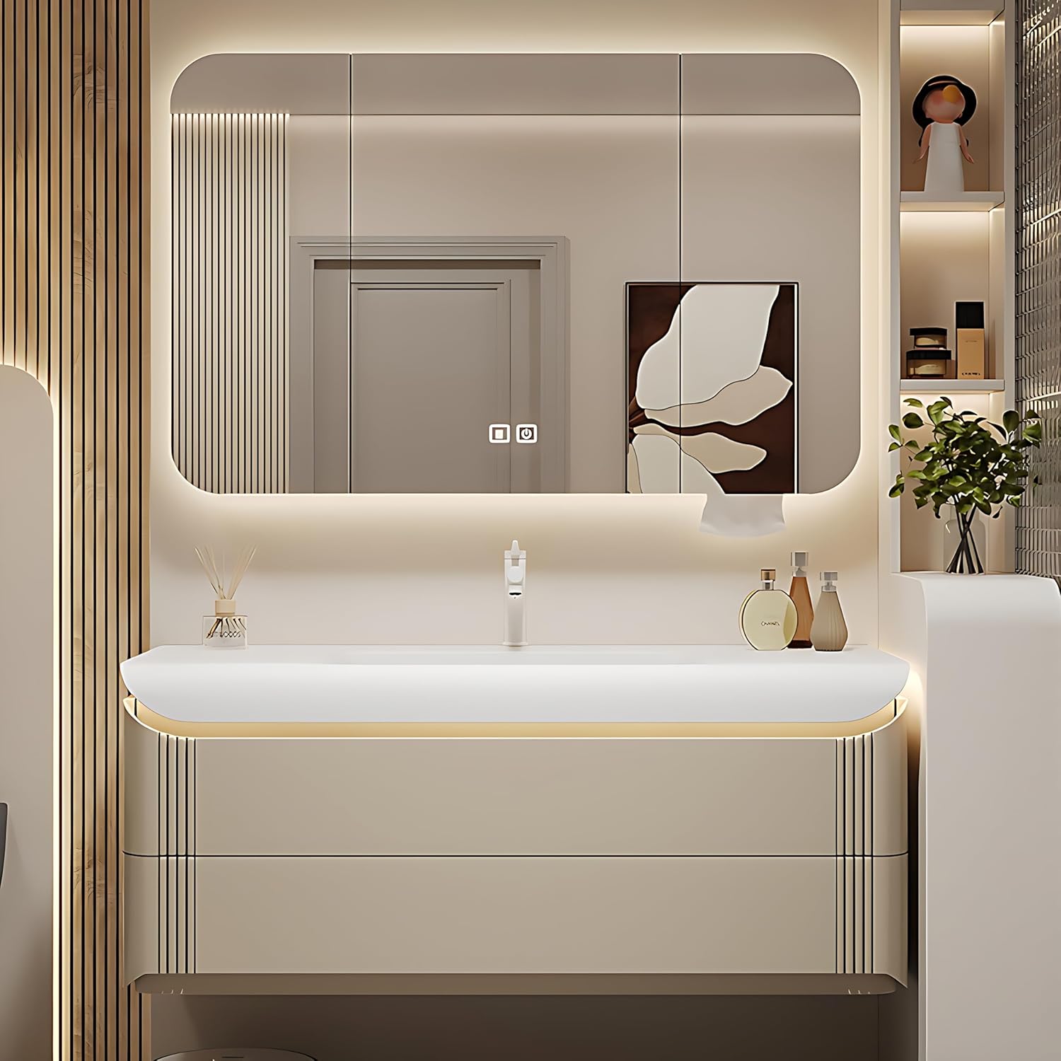 ZGNBSD Bathroom Vanity - Stylish Bathroom Vanity with Sink & Smart ...