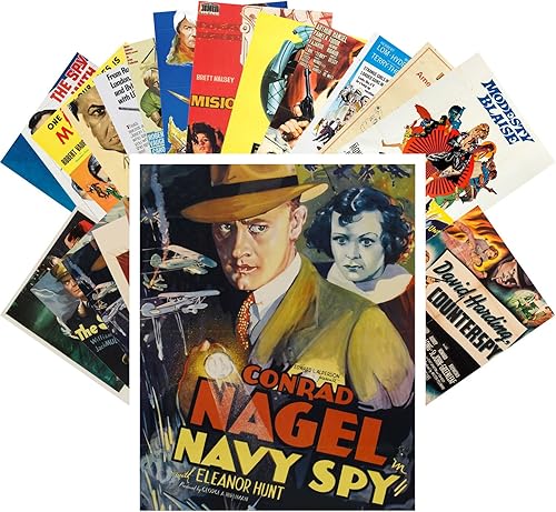 PIXILUV Postales vintage 24 unids Spy and Secret Service Vintage Trash Movie Posters Anuncios