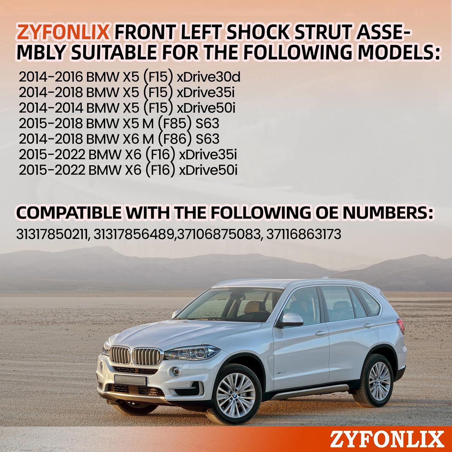 Front Left Shock Strut Assembly Compatible with 2014-2019 BMW X5 X6 X5M X6M F15 F16 F85 Shock Absorber OEM Replace 37106875083 37116863173 31317850211 31317856489