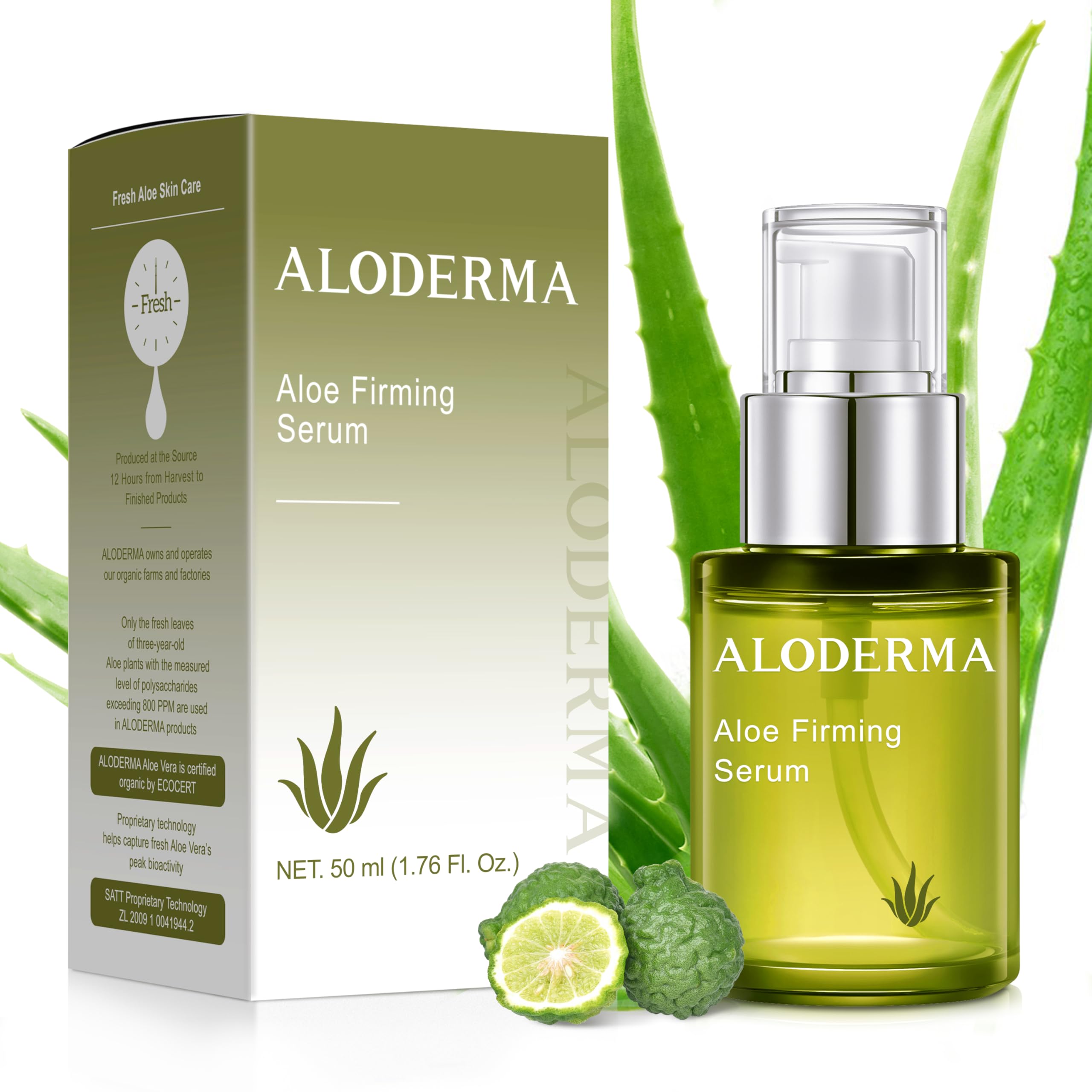 AlodermaFirming Face Serum with 63% Organic Aloe Vera - Age-Defying Face Plumping Serum for Radiant Skin - Tighten Skin, Reduce the Appearance of Fine Lines & Wrinkles with Hyaluronic Acid, 1.7 Oz