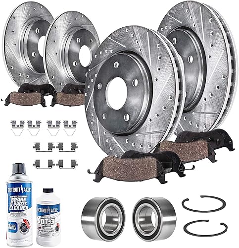Miniatura 97 de Detroit Axle - Kit de freno delantero para Ford Explorer Mercury Mountaineer 2002-2005 Bujes de rodamiento de rueda perforados y ranurados rotores