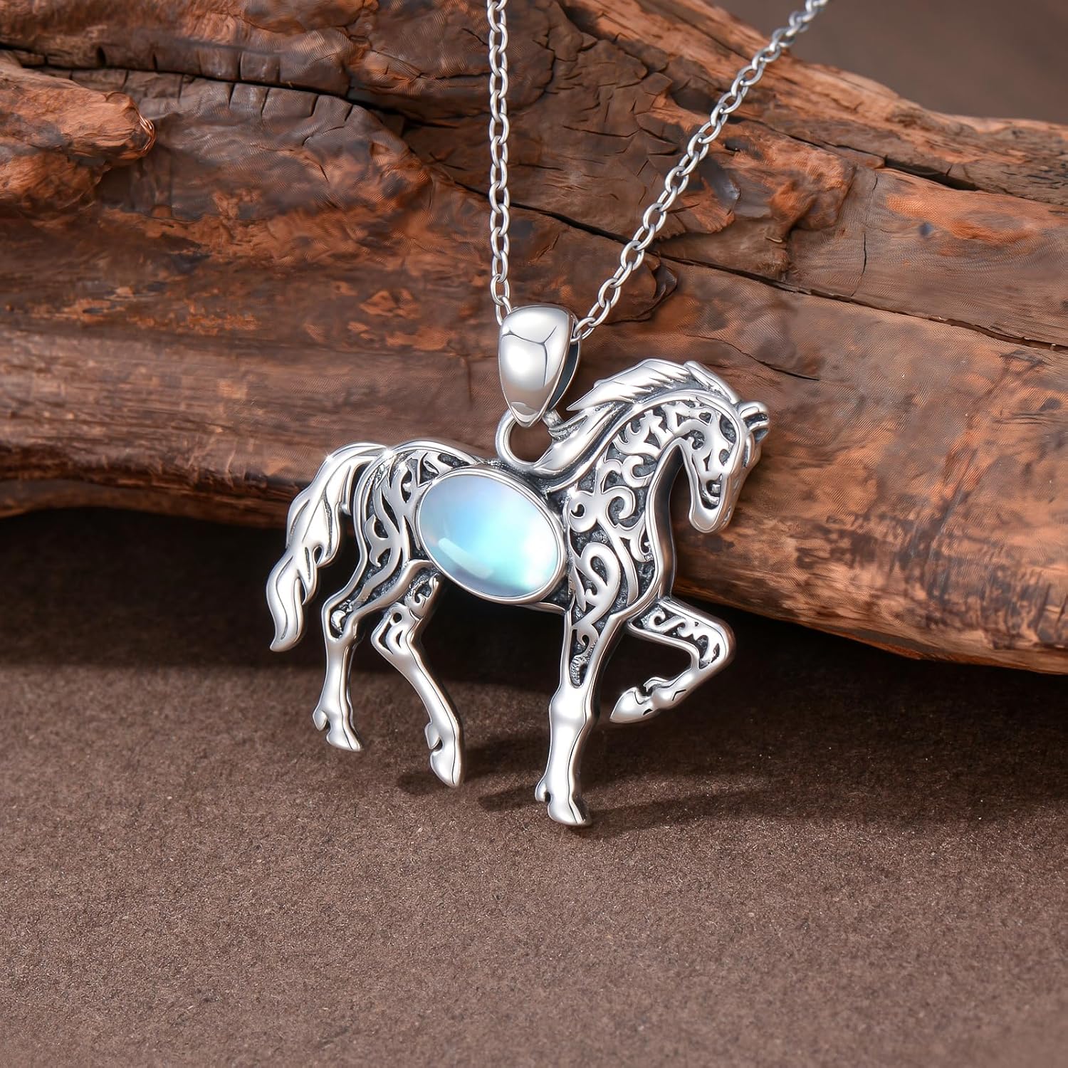 Moonstone Horse Necklace for Women 925 Sterling Silver Horse Pendant Ladies Jewelry Gifts - Image 5
