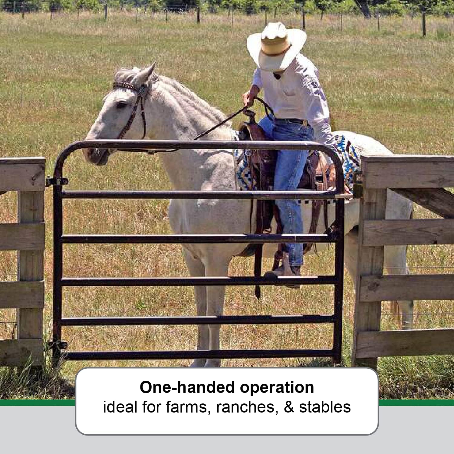 Powerfields Two-Way Lockable Livestock Gate Latch for Farms, Pet Cages, Fences, & Stables (Black)